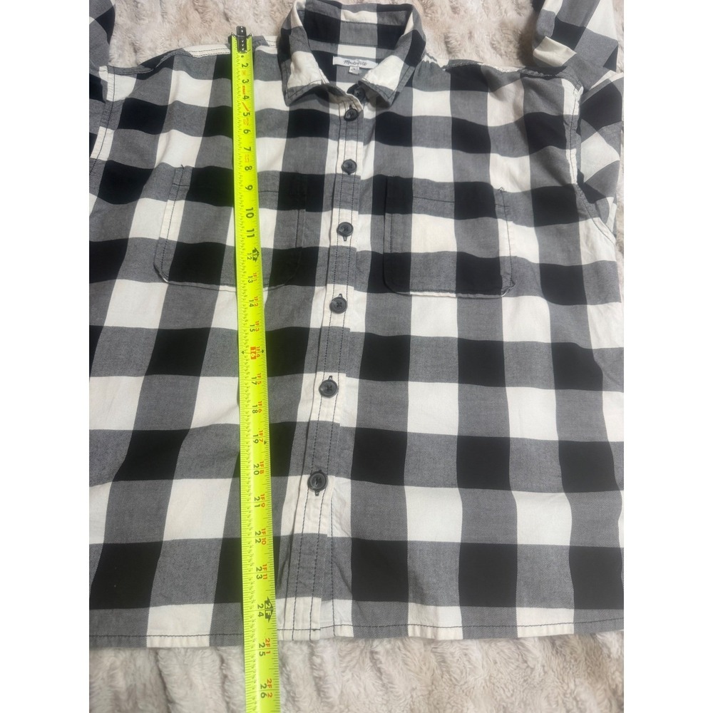 Madewell Buffalo Check Flannel Shirt Womens Medium Black White Plaid Button Down - Picture 6 of 6
